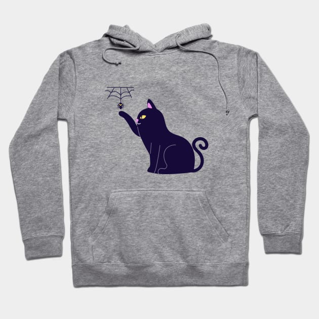 Black cat and spider Hoodie by AvocadoShop